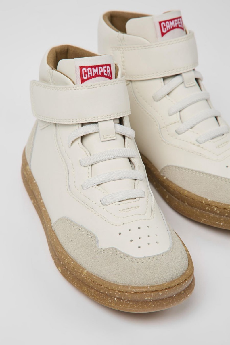 Botas Camper Runner Cuero Nubuck Ankle Niño Blancas | VANIC-8427
