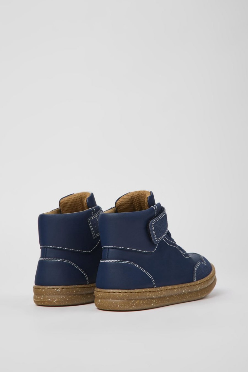 Botas Camper Runner Cuero Nubuck Ankle Niño Azul Marino | FQCZB-8095