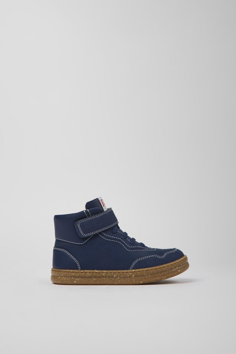 Botas Camper Runner Cuero Nubuck Ankle Niño Azul Marino | FQCZB-8095