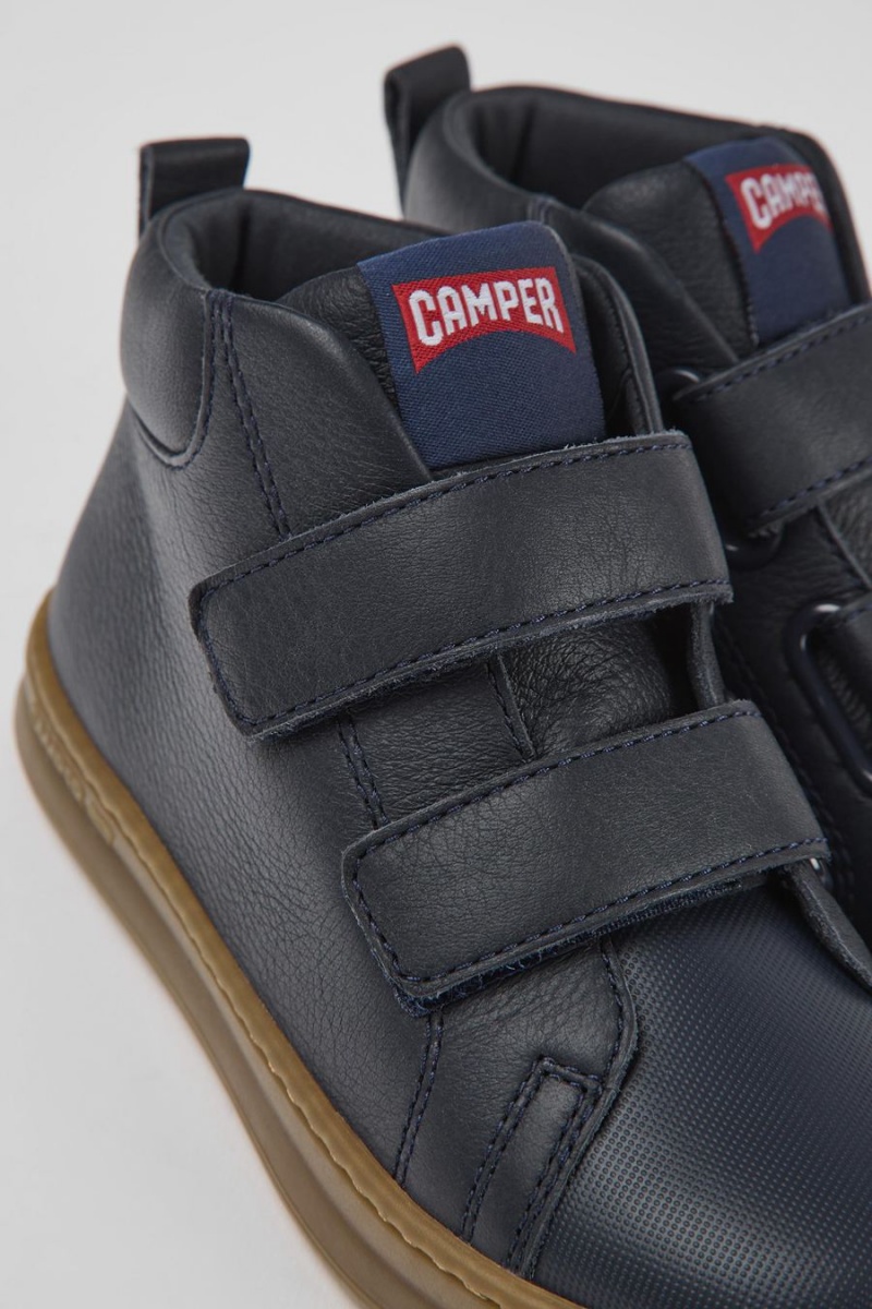 Botas Camper Runner Cuero Textil Ankle Niño Azul Marino | CUFRG-7651