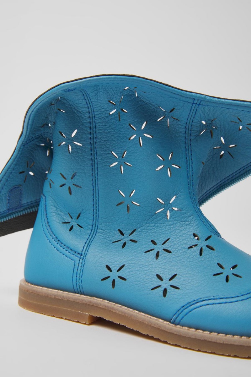Botas Camper Savina Cuero Niña Azules | FSVUE-4963