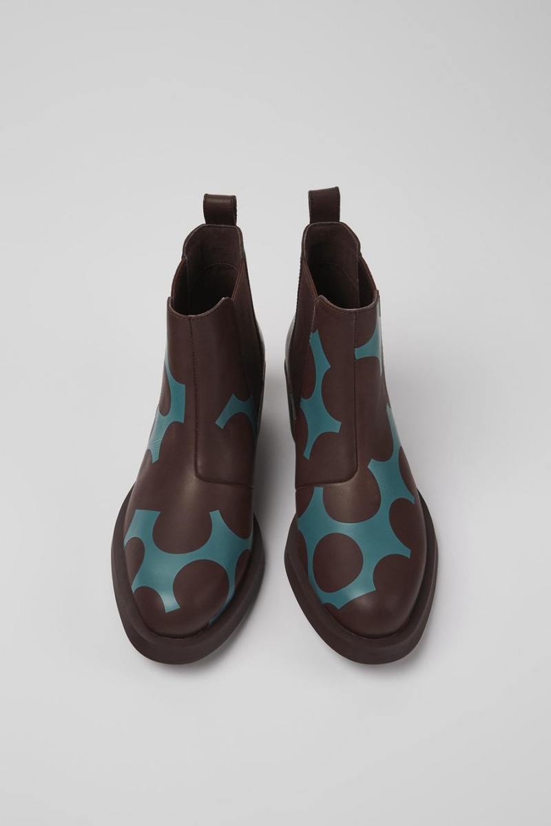 Botas Camper Twins Cuero Ankle Mujer Burdeos | SXFGE-9046