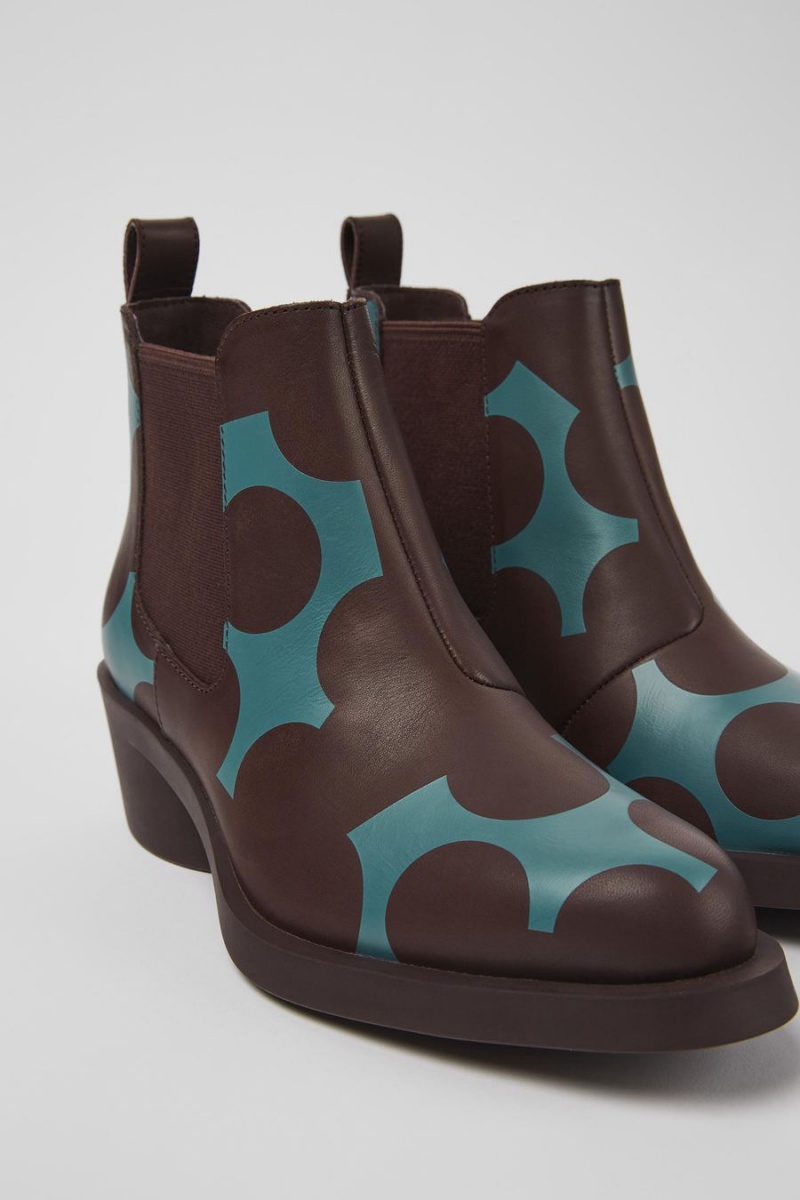 Botas Camper Twins Cuero Ankle Mujer Burdeos | SXFGE-9046