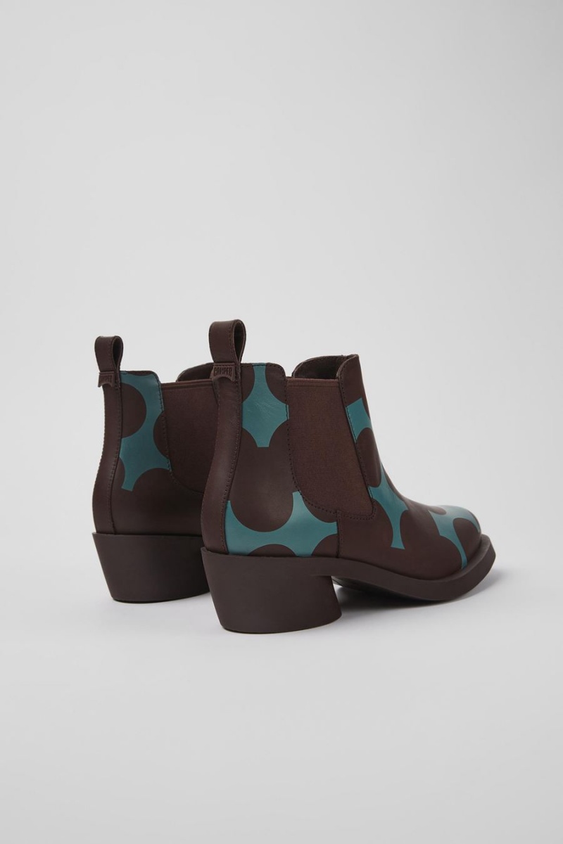 Botas Camper Twins Cuero Ankle Mujer Burdeos | SXFGE-9046