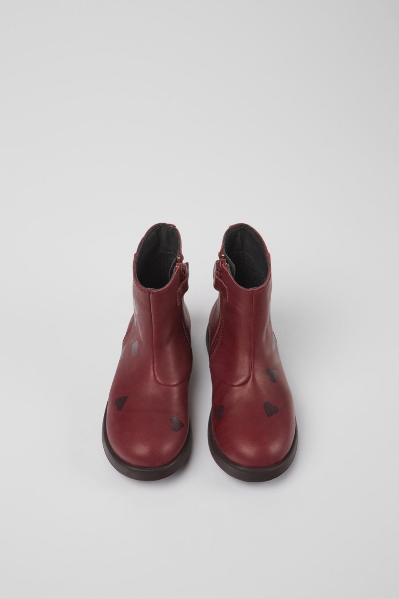 Botas Camper Twins Cuero Ankle Niña Burdeos | WXKYZ-8394