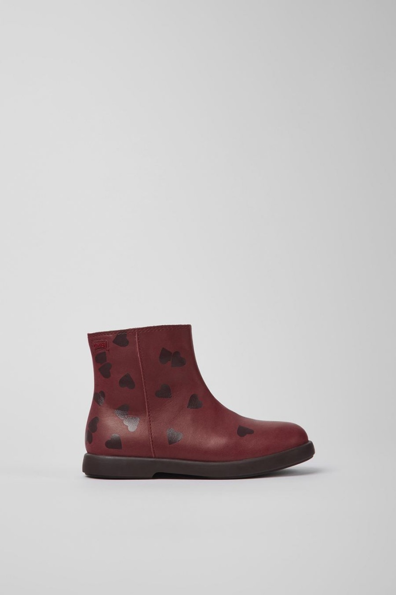 Botas Camper Twins Cuero Ankle Niña Burdeos | WXKYZ-8394