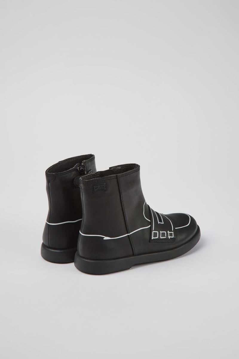 Botas Camper Twins Cuero Ankle Niña Negras | IYGST-9638