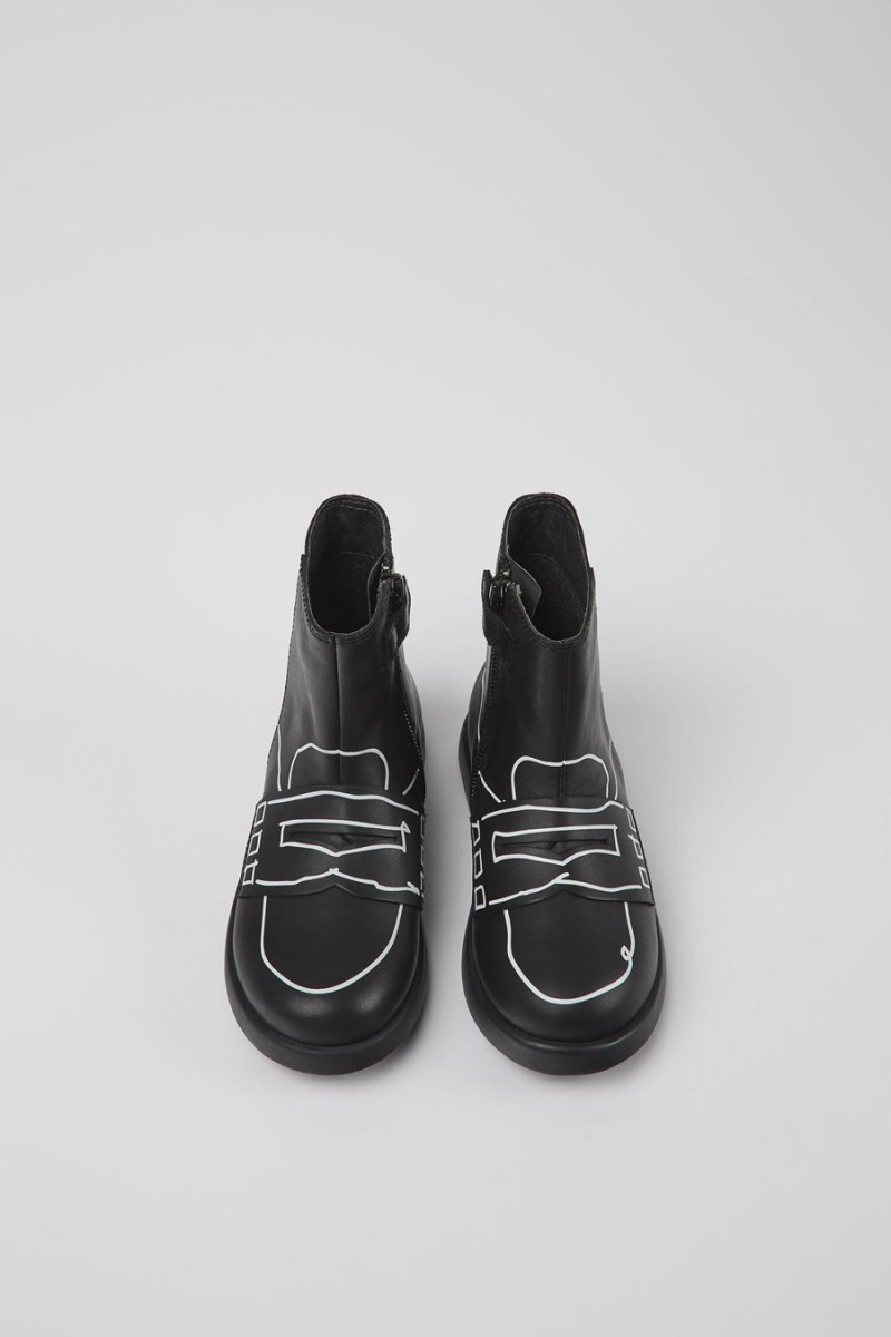 Botas Camper Twins Cuero Ankle Niña Negras | IYGST-9638