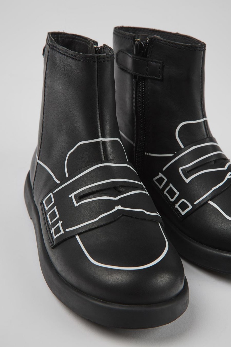 Botas Camper Twins Cuero Ankle Niña Negras | IYGST-9638