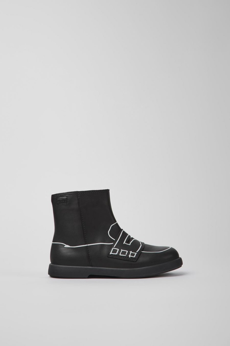 Botas Camper Twins Cuero Ankle Niña Negras | IYGST-9638