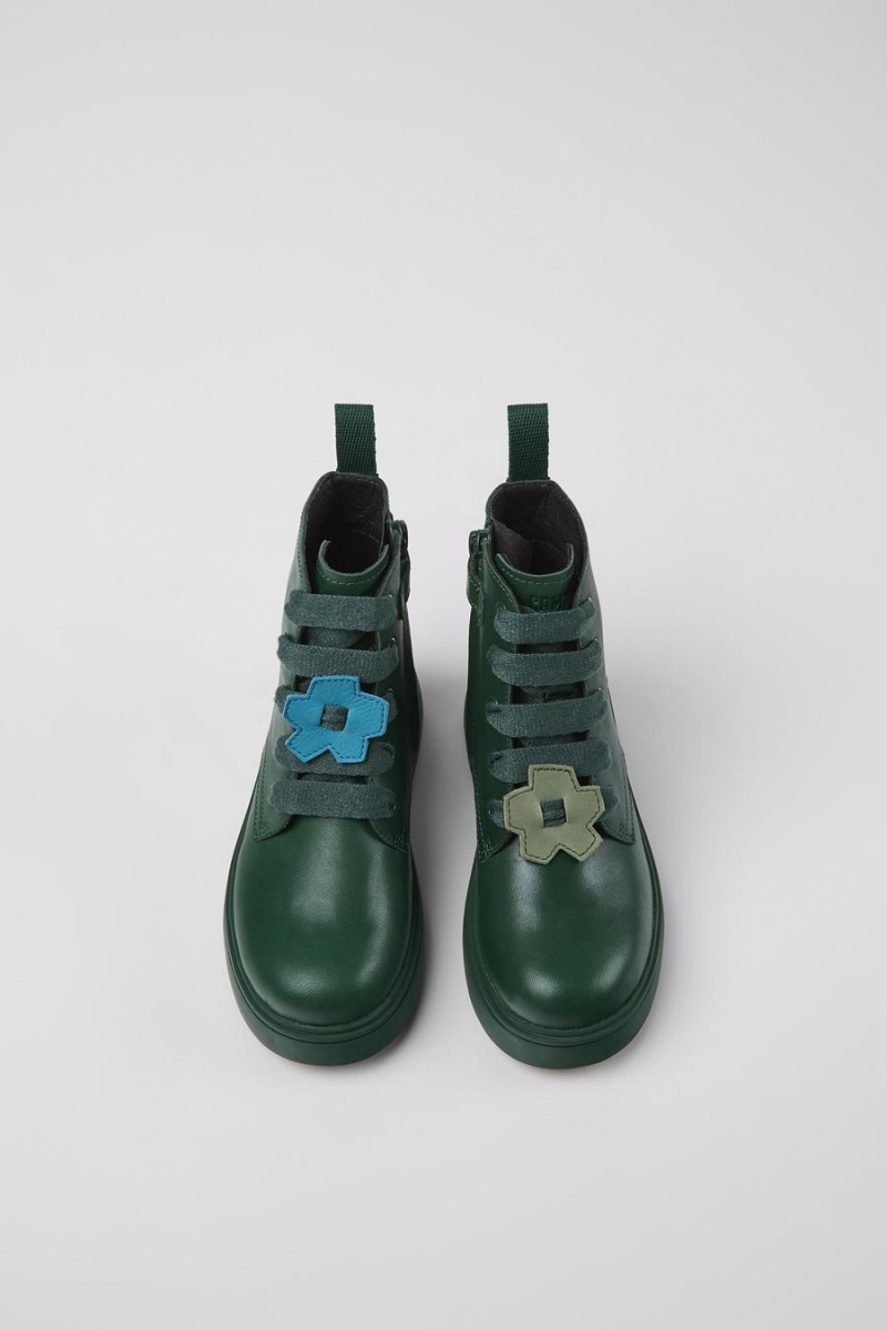 Botas Camper Twins Cuero Ankle Niña Verde | CVQPS-7612