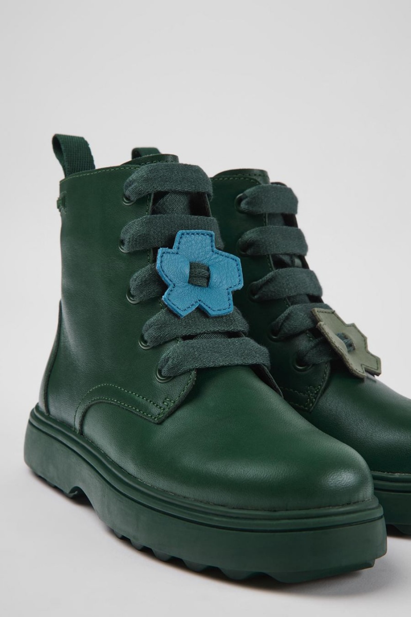 Botas Camper Twins Cuero Ankle Niña Verde | CVQPS-7612
