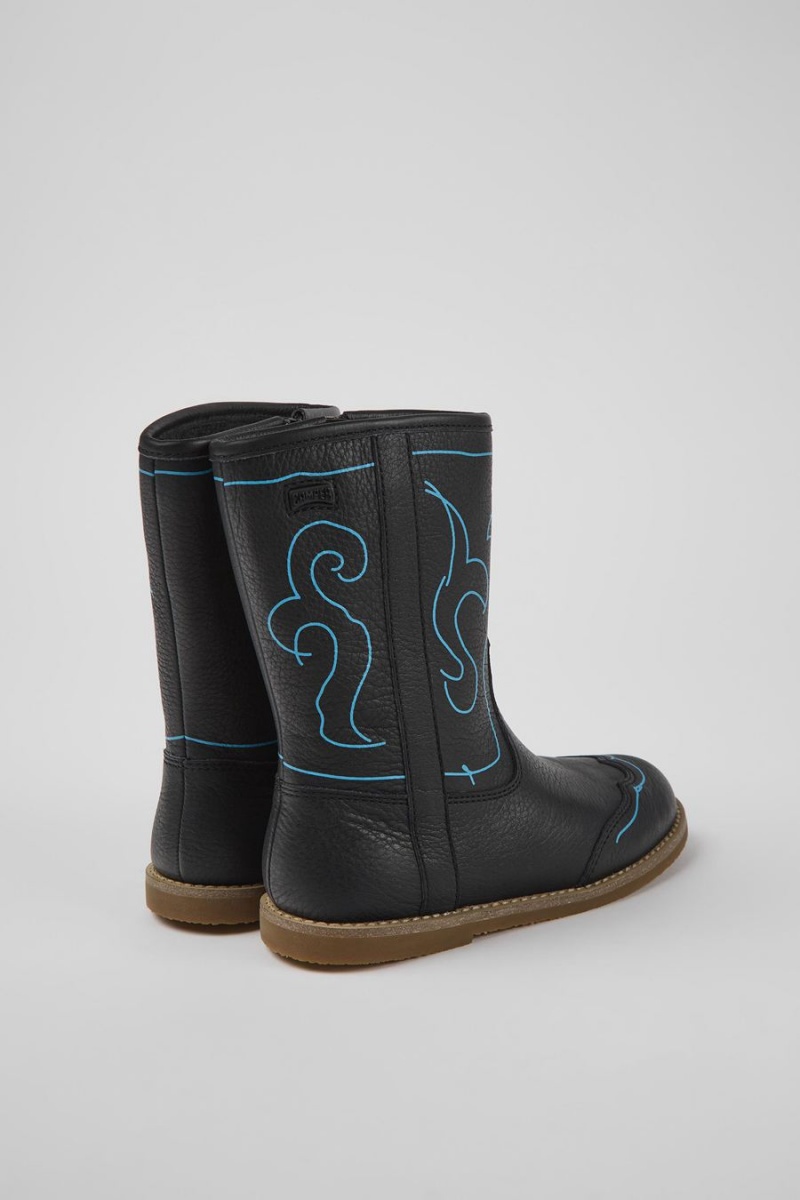 Botas Camper Twins Cuero Niña Negras | STKXV-2051