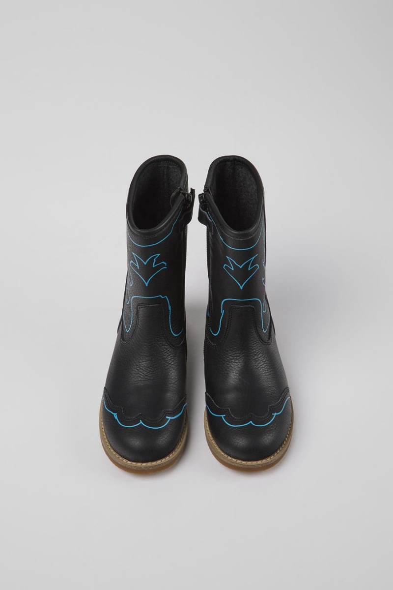 Botas Camper Twins Cuero Niña Negras | STKXV-2051