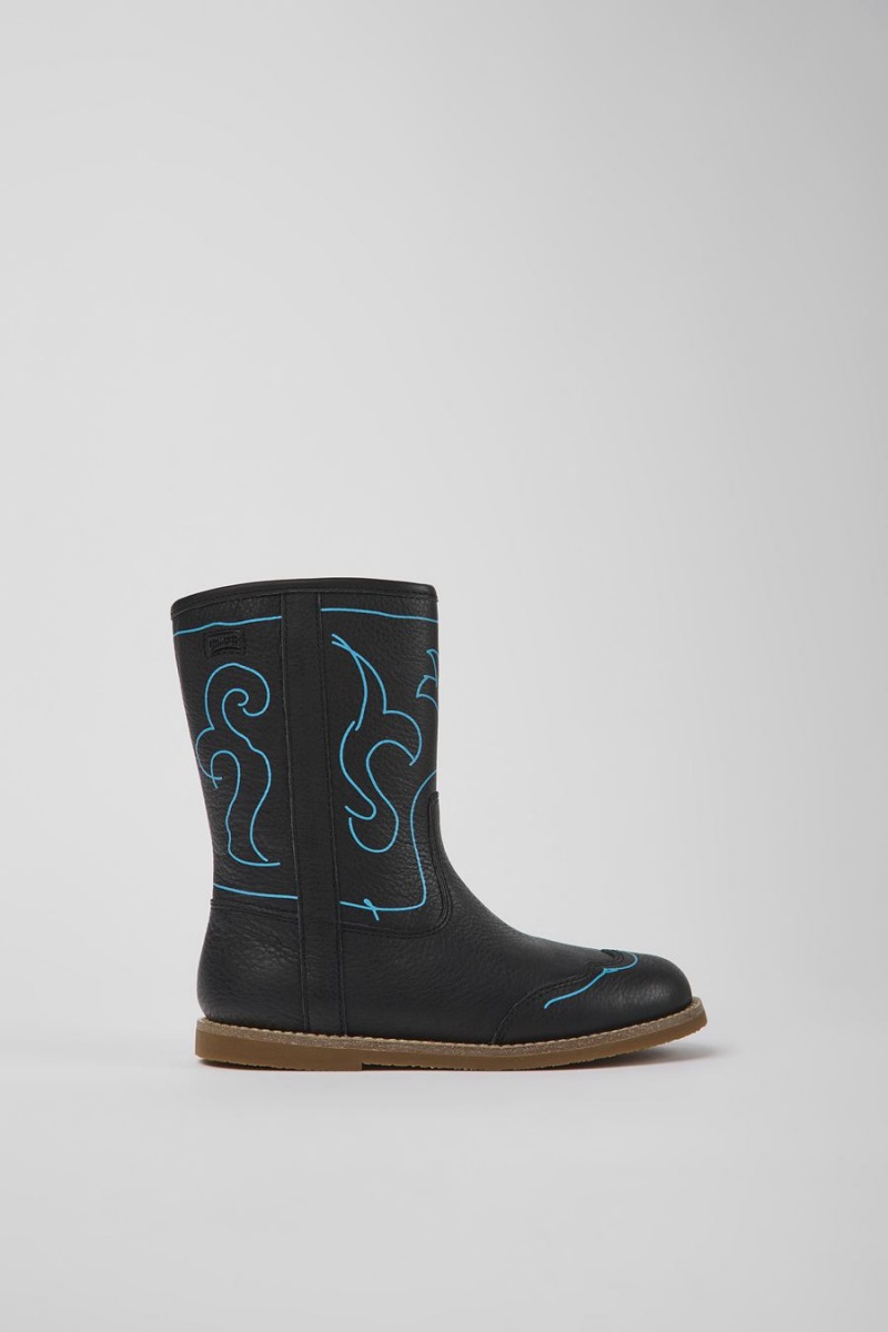 Botas Camper Twins Cuero Niña Negras | STKXV-2051