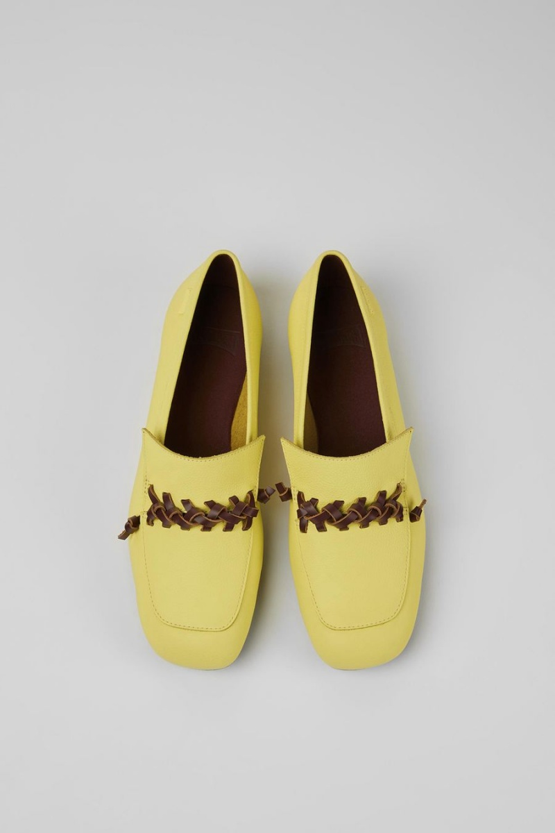 Mocasines Camper Casi Myra Cuero Mujer Amarillo | XMKEB-7169