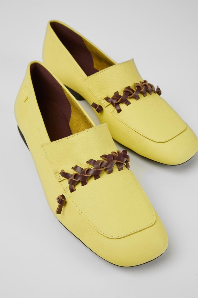Mocasines Camper Casi Myra Cuero Mujer Amarillo | XMKEB-7169