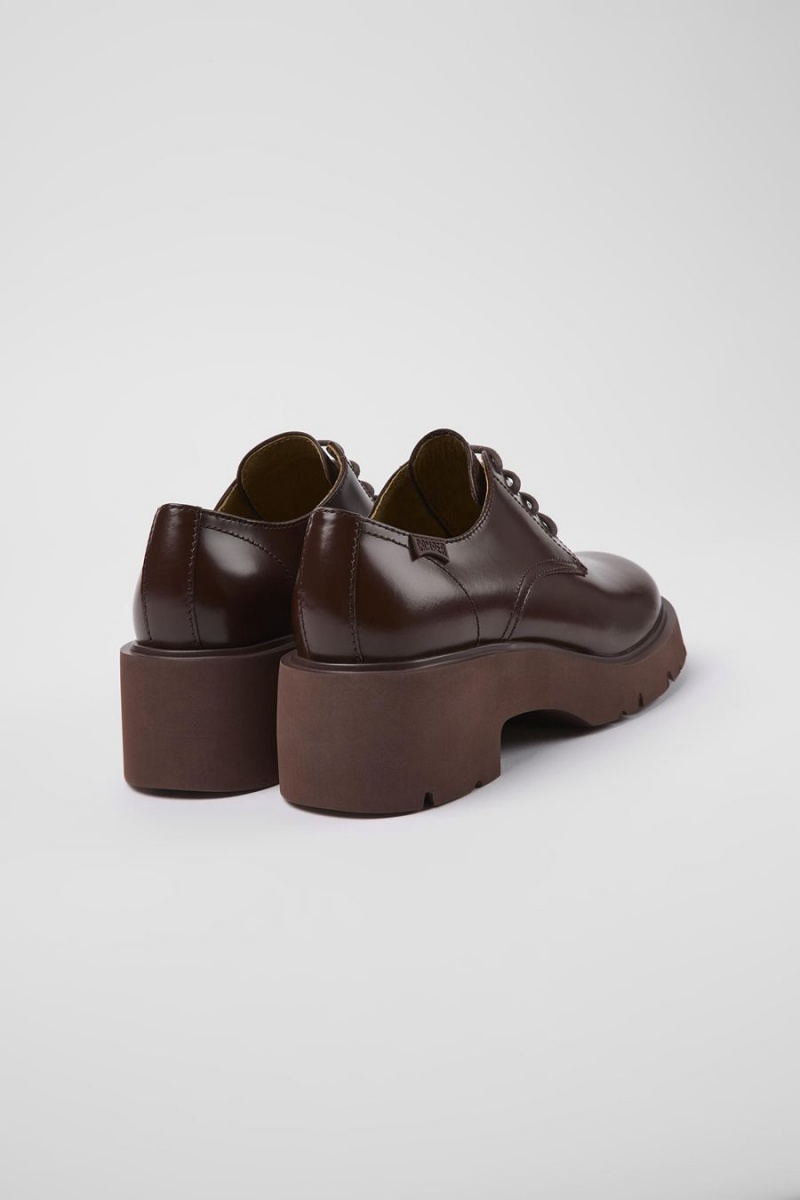 Mocasines Camper Milah Cuero Encaje up Mujer Burdeos | AMXPZ-0731
