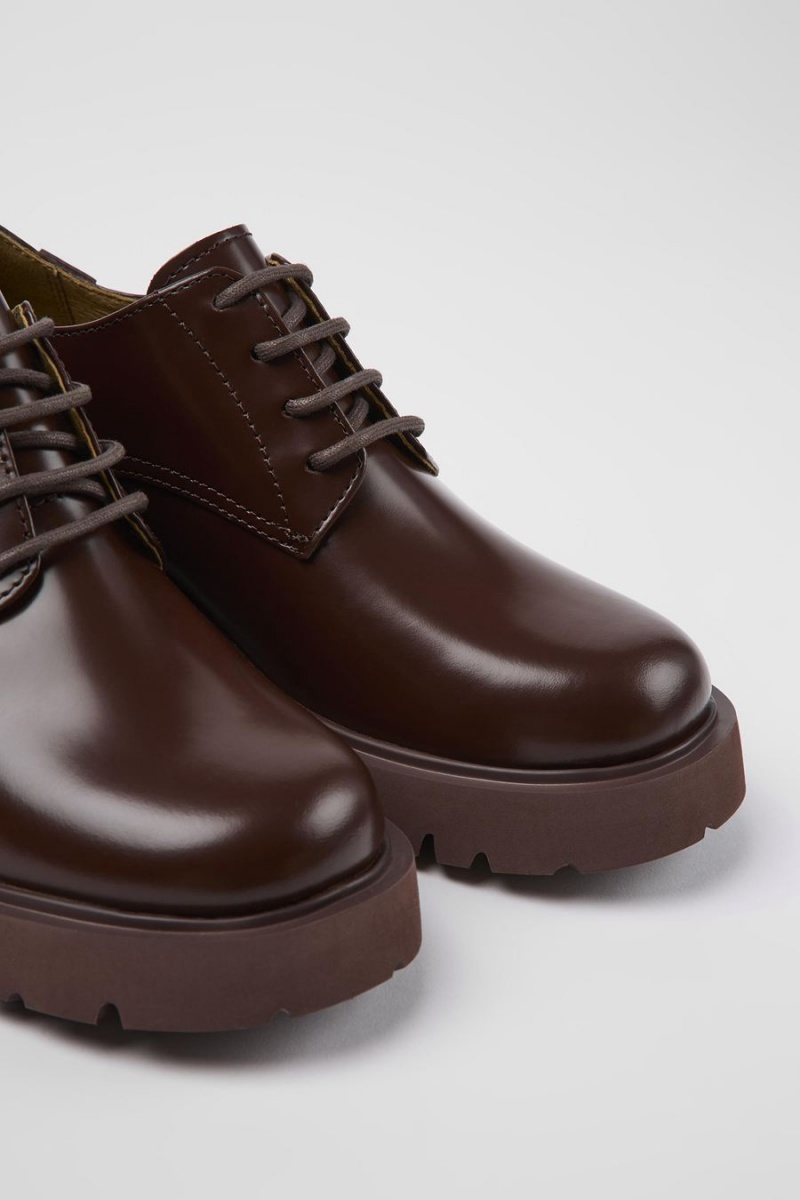 Mocasines Camper Milah Cuero Encaje up Mujer Burdeos | AMXPZ-0731
