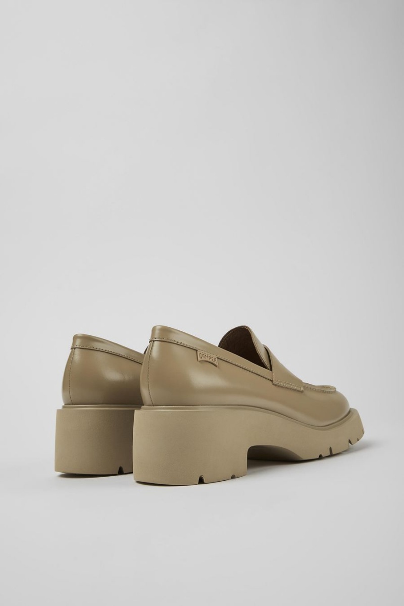 Mocasines Camper Milah Cuero Mujer Beige | ELUMJ-0635