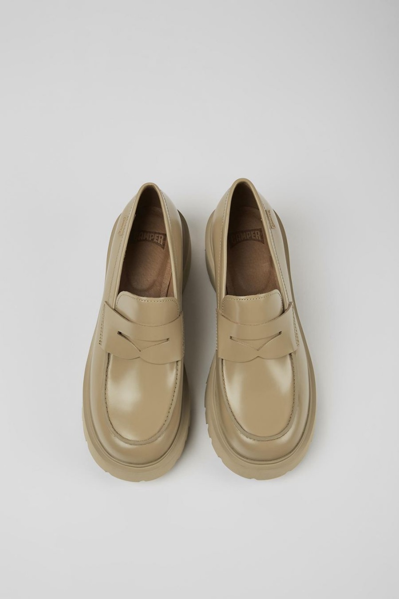 Mocasines Camper Milah Cuero Mujer Beige | ELUMJ-0635