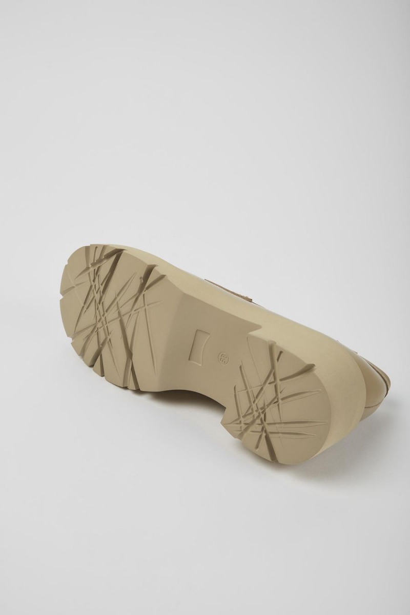 Mocasines Camper Milah Cuero Mujer Beige | ELUMJ-0635
