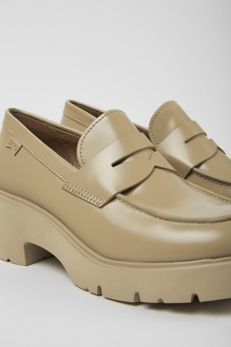 Mocasines Camper Milah Cuero Mujer Beige | ELUMJ-0635