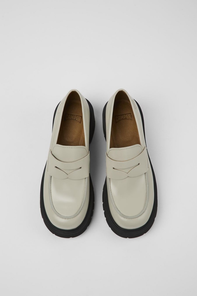 Mocasines Camper Milah Cuero Mujer Gris | GSBEO-7413