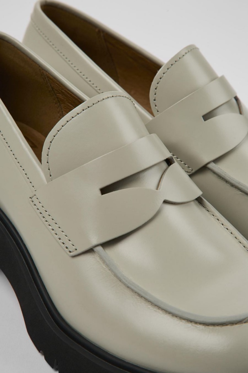 Mocasines Camper Milah Cuero Mujer Gris | GSBEO-7413