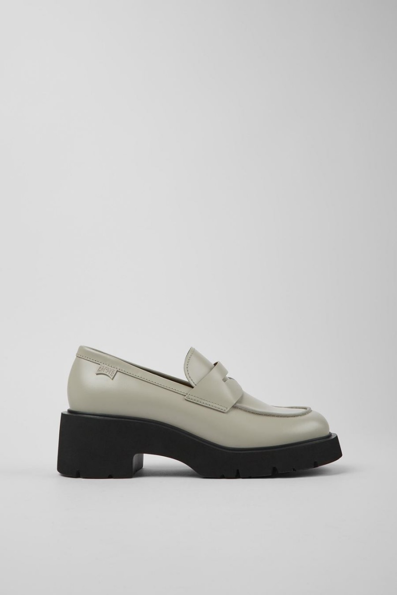 Mocasines Camper Milah Cuero Mujer Gris | GSBEO-7413