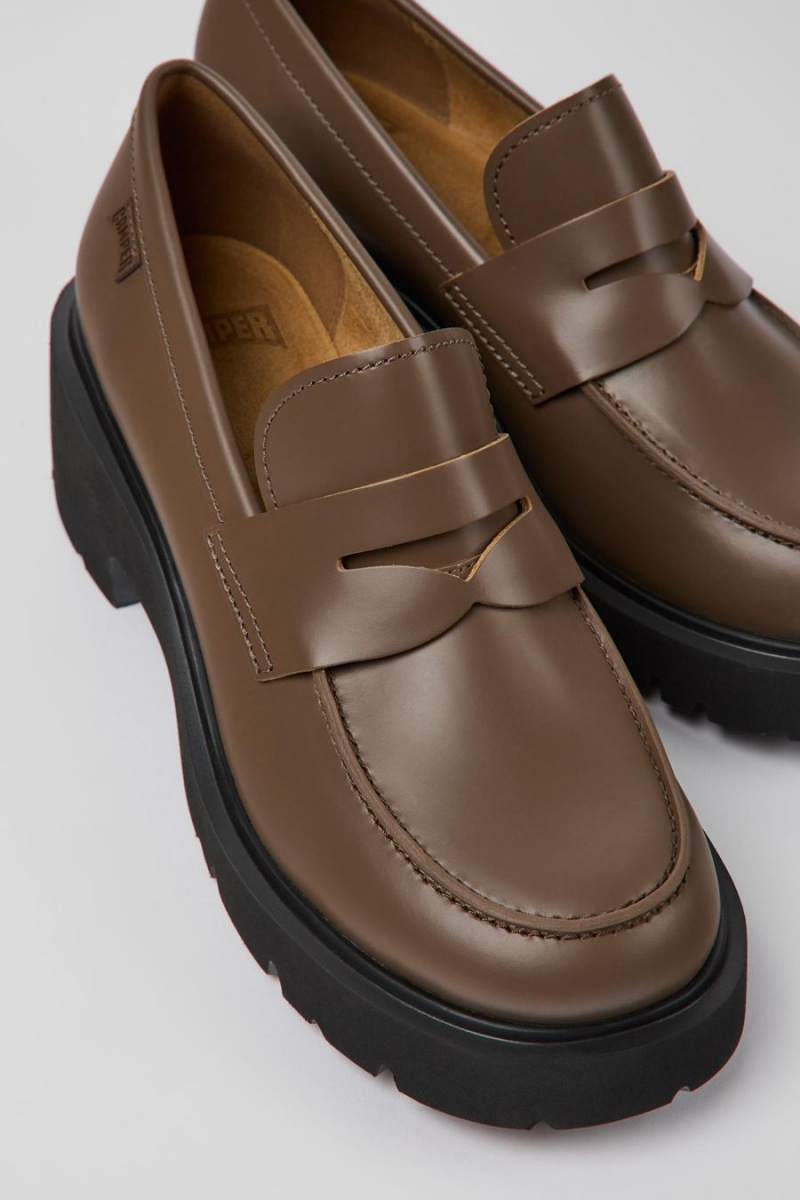 Mocasines Camper Milah Cuero Mujer Marrones | GZFRT-2085