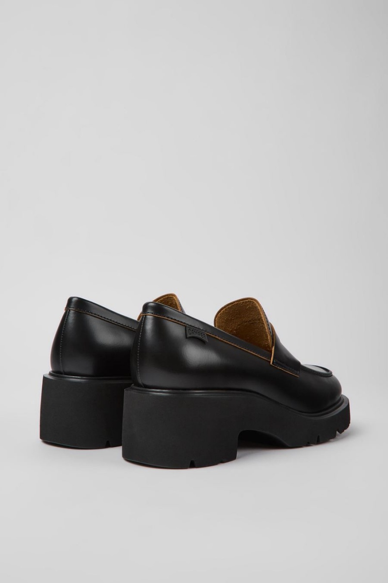 Mocasines Camper Milah Cuero Mujer Negras | NUCKH-5971