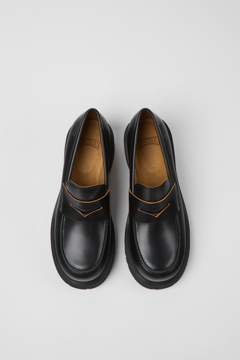 Mocasines Camper Milah Cuero Mujer Negras | NUCKH-5971