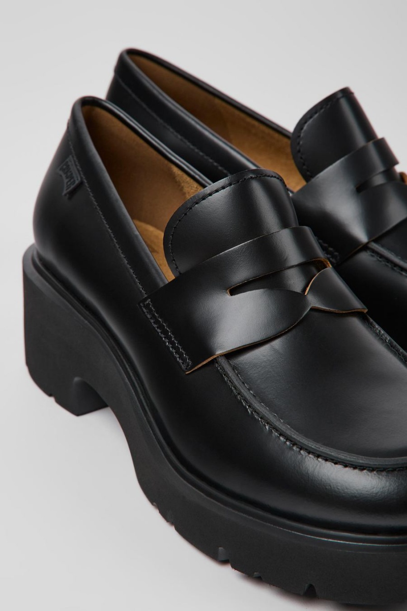 Mocasines Camper Milah Cuero Mujer Negras | NUCKH-5971