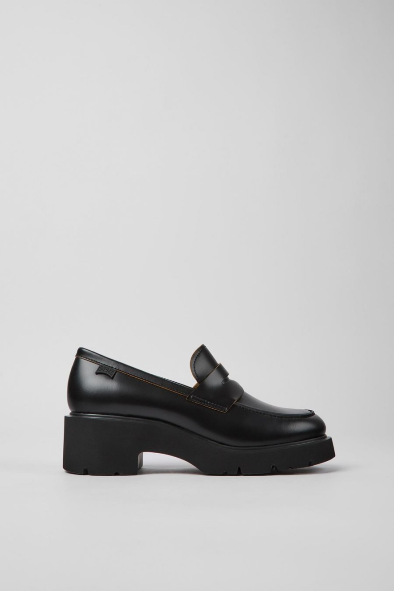 Mocasines Camper Milah Cuero Mujer Negras | NUCKH-5971