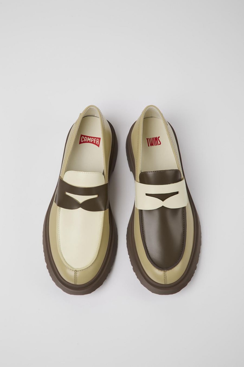 Mocasines Camper Twins Cuero Hombre Beige | XAGCU-2076