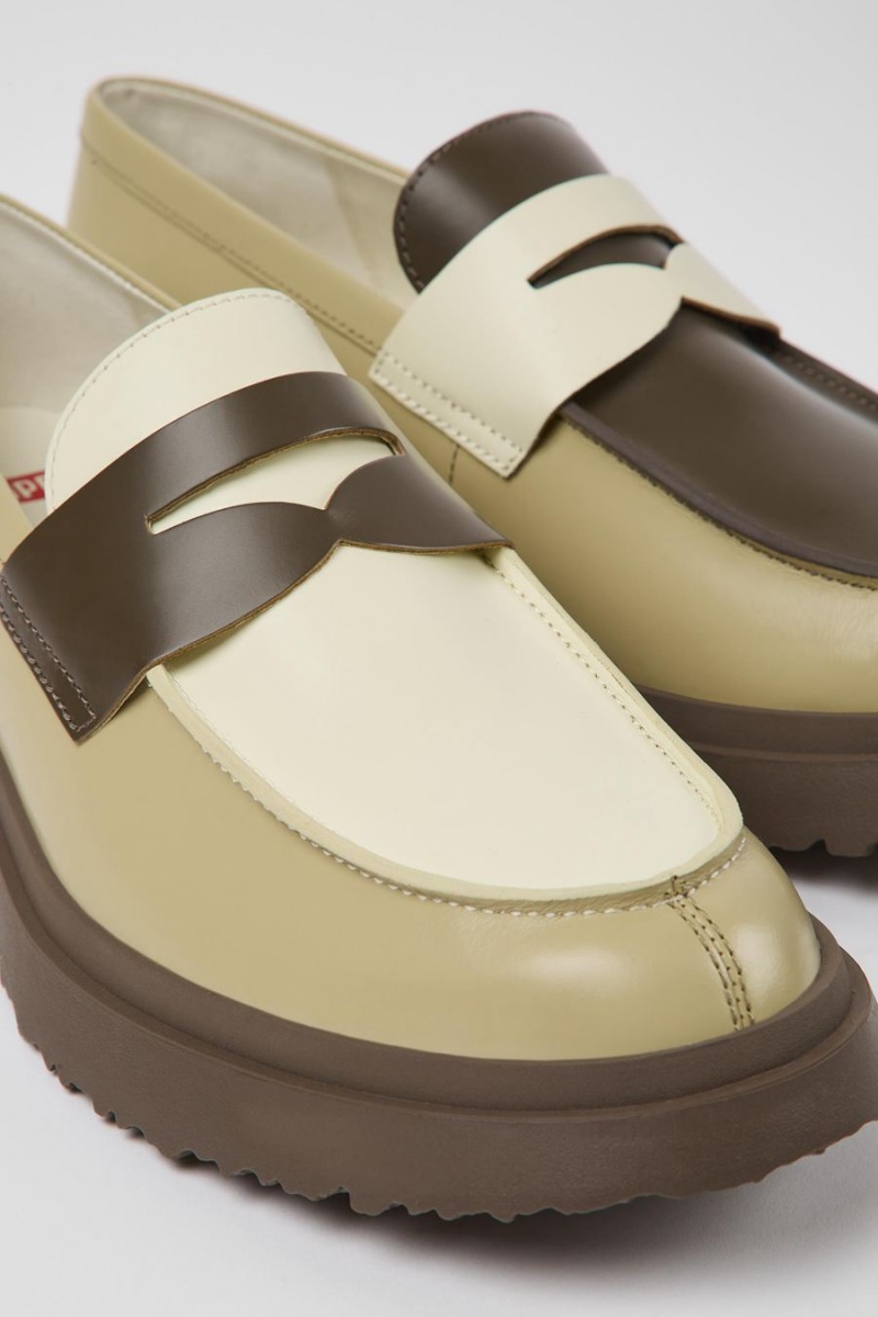 Mocasines Camper Twins Cuero Hombre Beige | XAGCU-2076