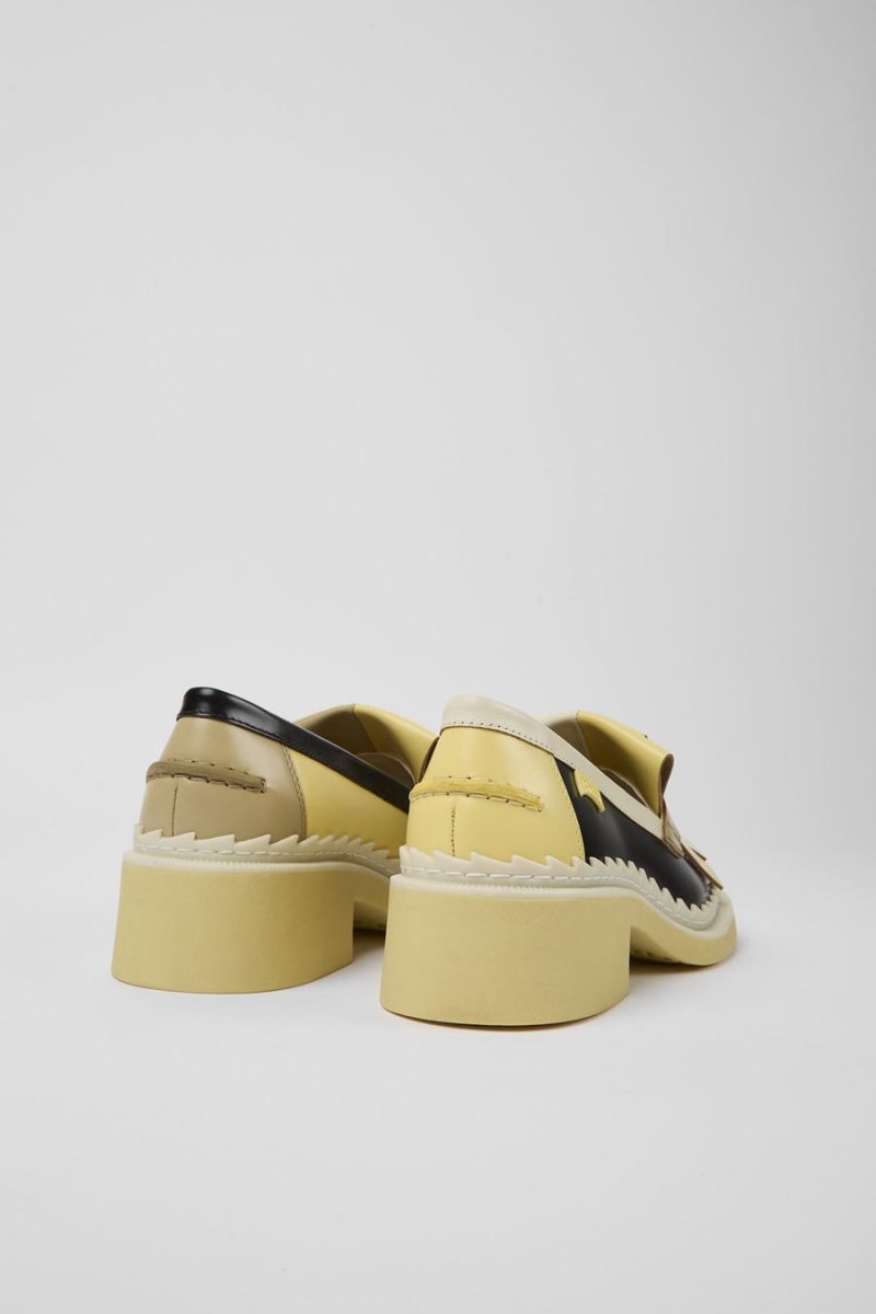 Mocasines Camper Twins Cuero Mujer Amarillo | HUYEM-2847