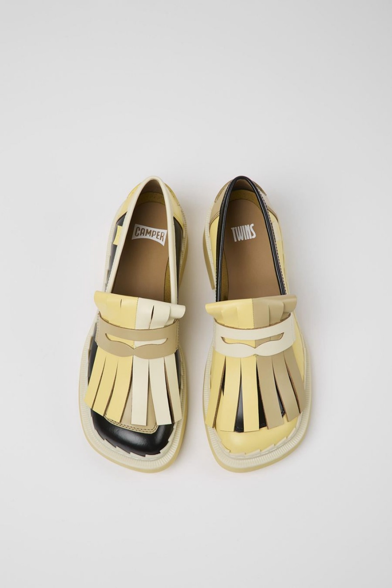 Mocasines Camper Twins Cuero Mujer Amarillo | HUYEM-2847