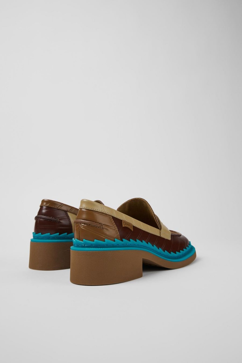 Mocasines Camper Twins Cuero Mujer Marrones | ALJYS-2814