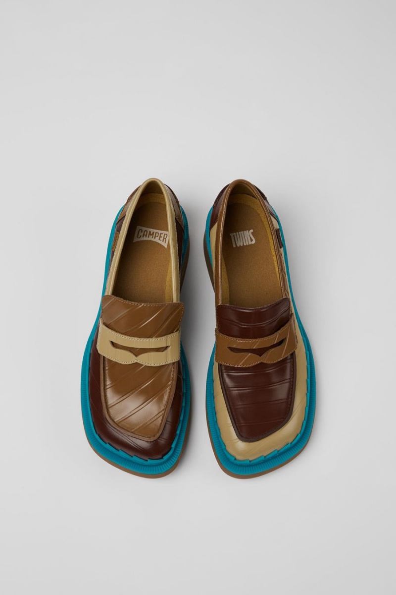 Mocasines Camper Twins Cuero Mujer Marrones | ALJYS-2814