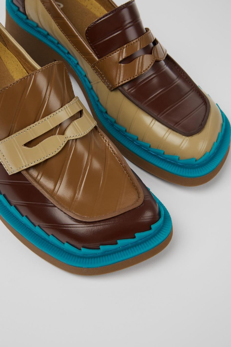 Mocasines Camper Twins Cuero Mujer Marrones | ALJYS-2814