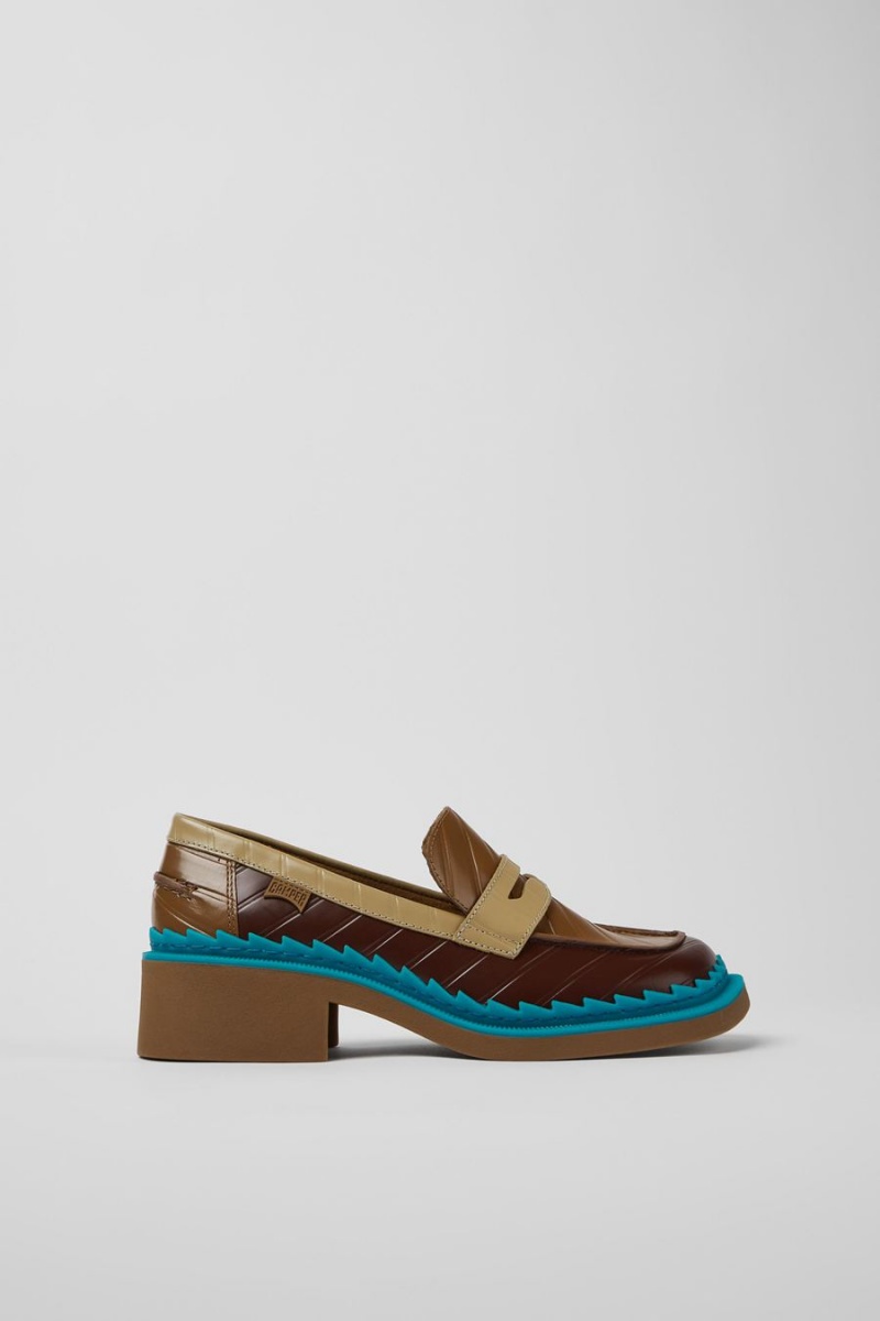 Mocasines Camper Twins Cuero Mujer Marrones | ALJYS-2814