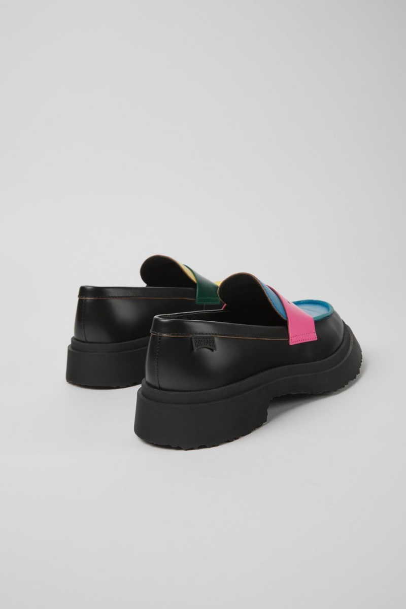 Mocasines Camper Twins Cuero Mujer Negras | LYRSV-1578