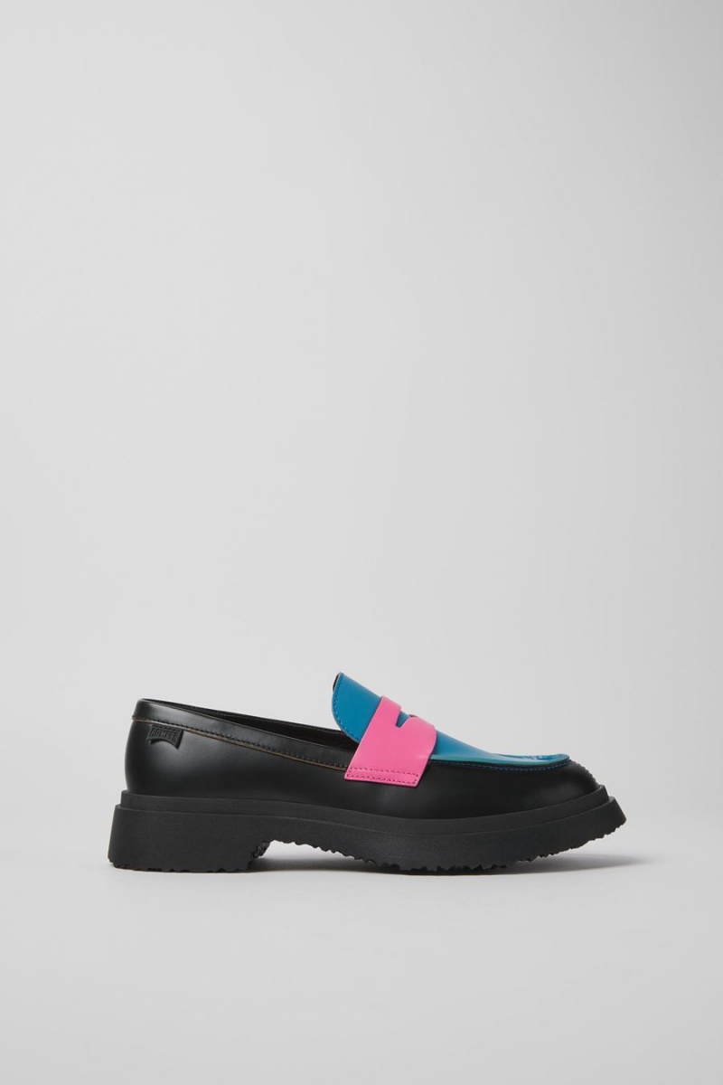 Mocasines Camper Twins Cuero Mujer Negras | LYRSV-1578
