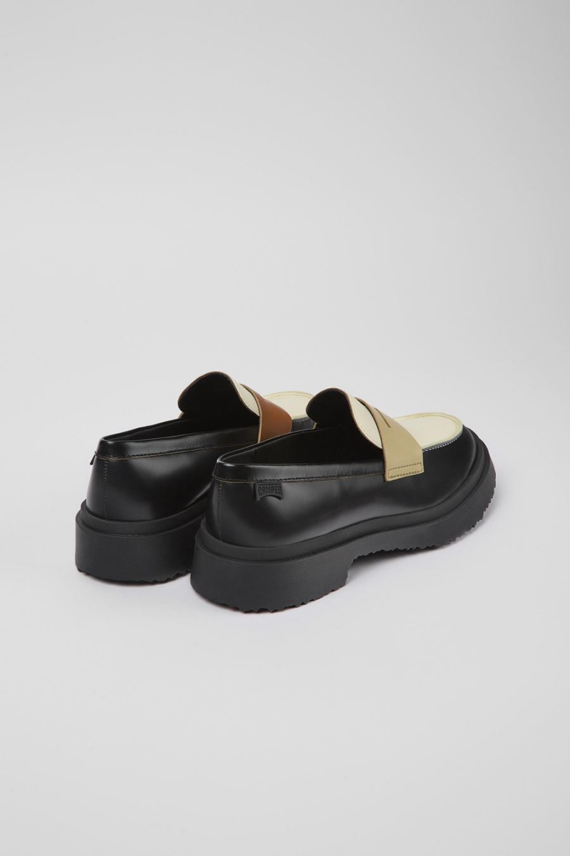Mocasines Camper Twins Cuero Mujer Negras | NUVJP-2581