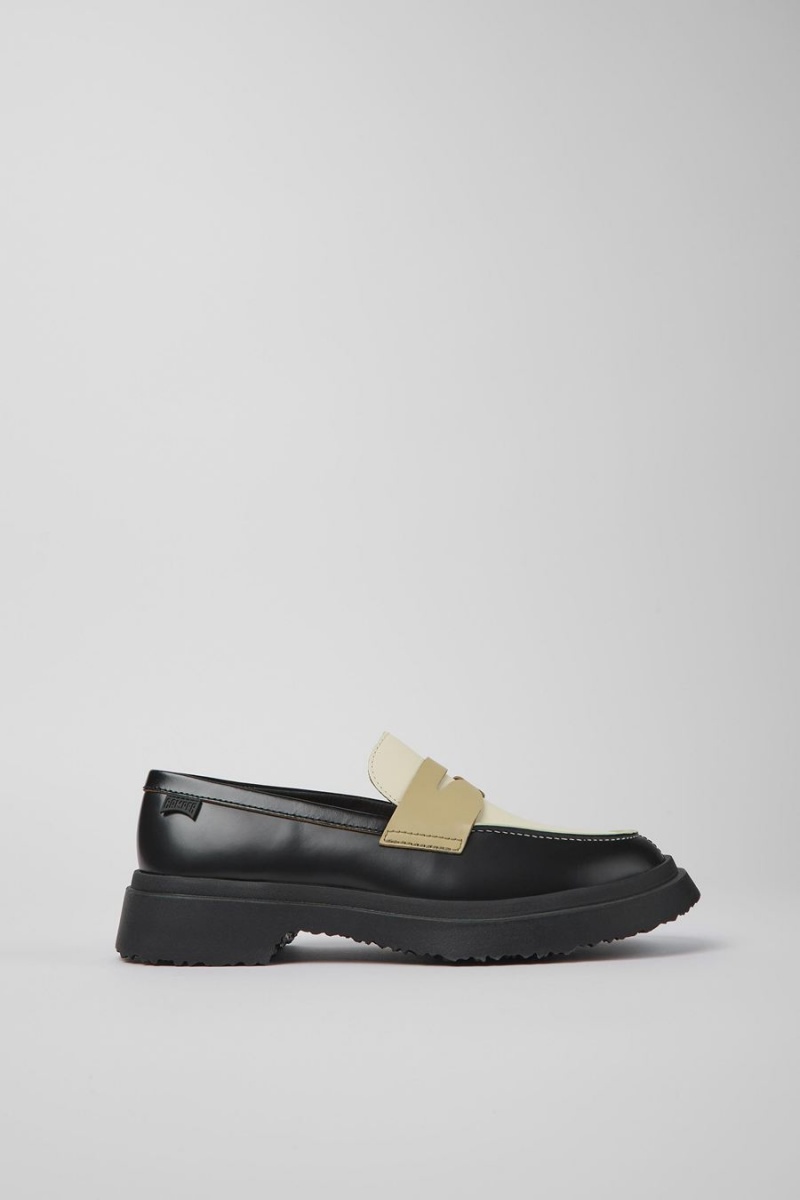 Mocasines Camper Twins Cuero Mujer Negras | NUVJP-2581