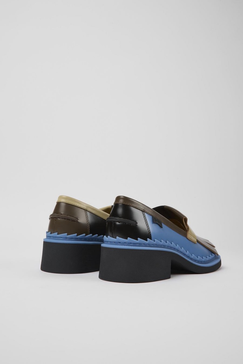 Mocasines Camper Twins Cuero Mujer Negras | ZCPFT-0763
