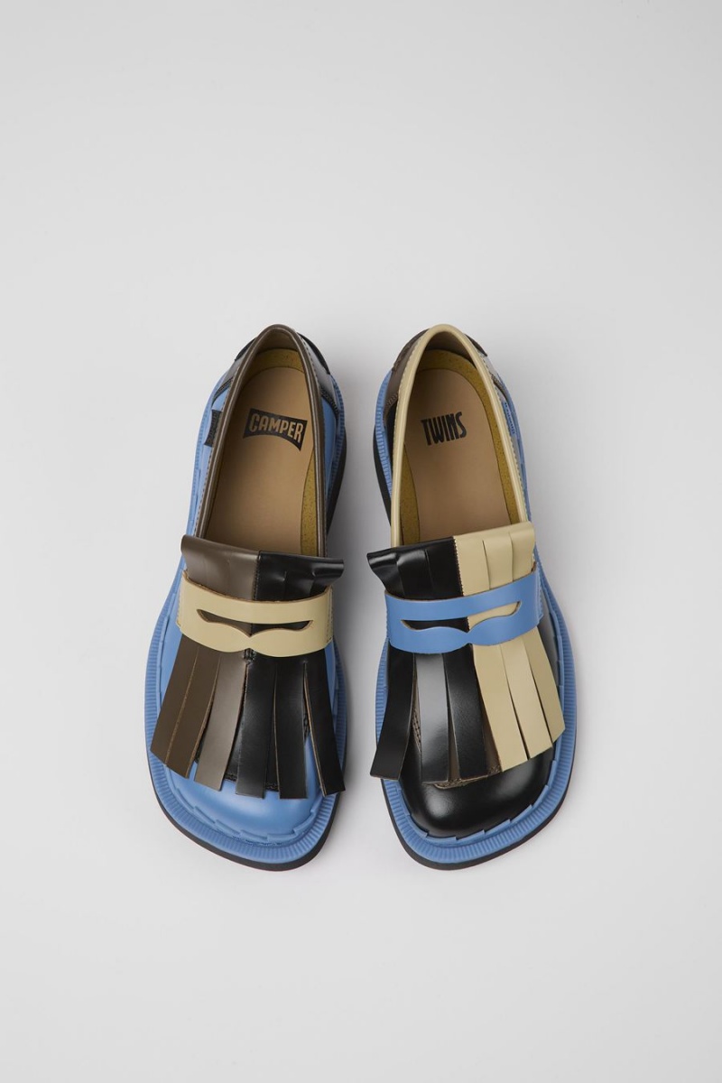 Mocasines Camper Twins Cuero Mujer Negras | ZCPFT-0763