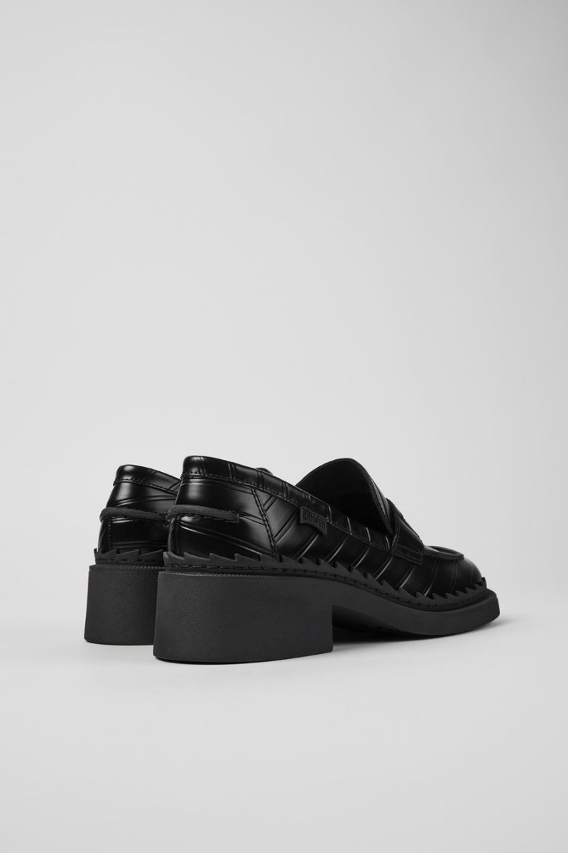 Mocasines Camper Twins Cuero Mujer Negras | JAFXG-1948